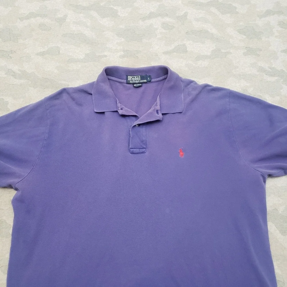 Vintage Polo Ralph Lauren Polo Shirt Mens Large Purple Short Sleeve Small Pony